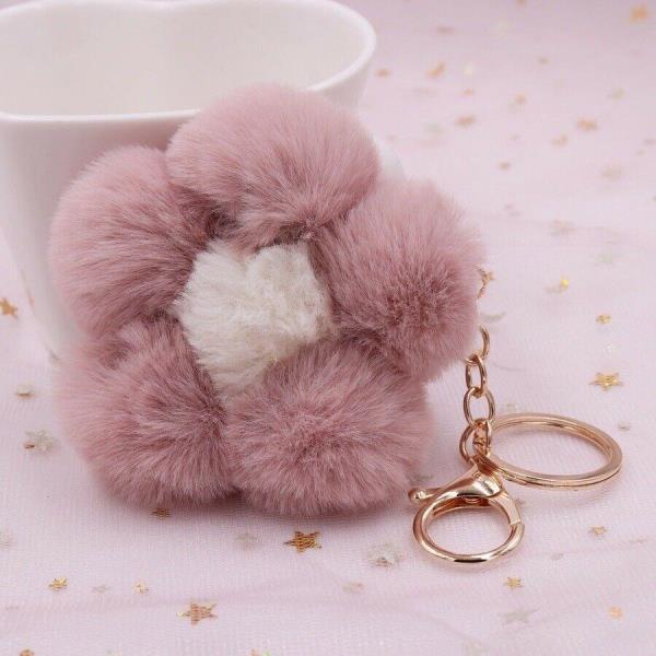 Cartoon Plush Flower Fluffy Rabbit Fur Keychain