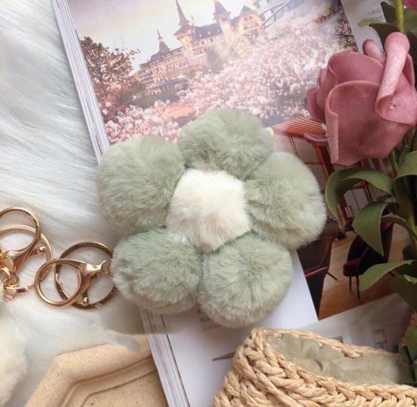 Cartoon Plush Flower Fluffy Rabbit Fur Keychain