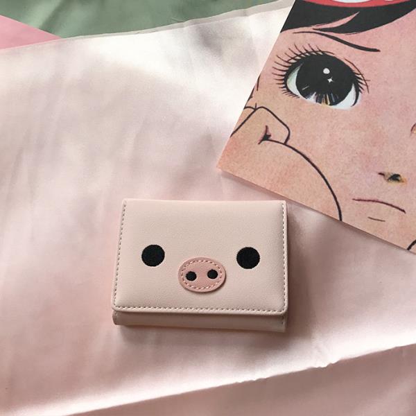 Pink Pig Trifold Purse Wallet