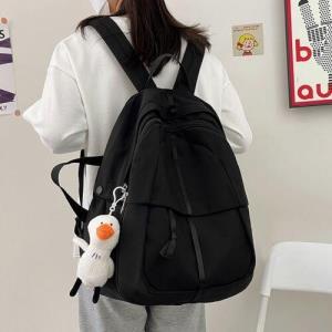 Simple Cross Colour Nylon Multi Pockets School Backpack