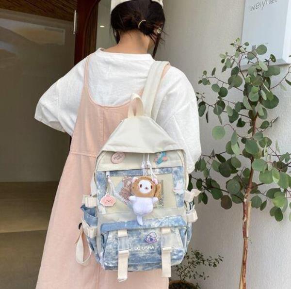 Multi Pockets Canvas Tie Dye Casual Backpack