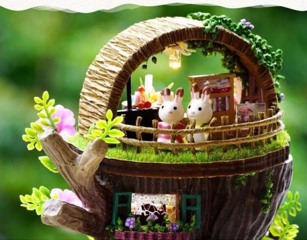 DIY Totoro Handmade Rotating Music Box Dollhouse