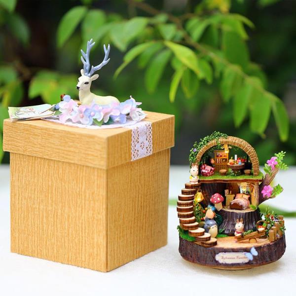 DIY Totoro Handmade Rotating Music Box Dollhouse