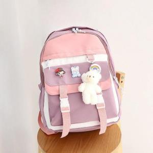 2 Pcs PU Leather Women Square Backpack Set