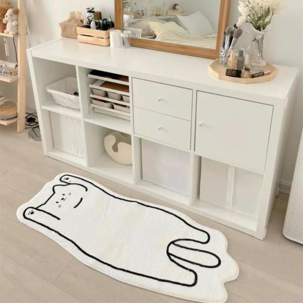 Cartoon Animal Long White Thick Rug