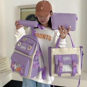 Cute Nylon Multi Pockets School Girl Backpack