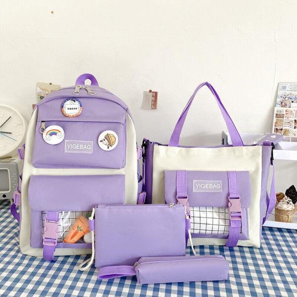 4 Pcs Durable Candy School Backpack Set