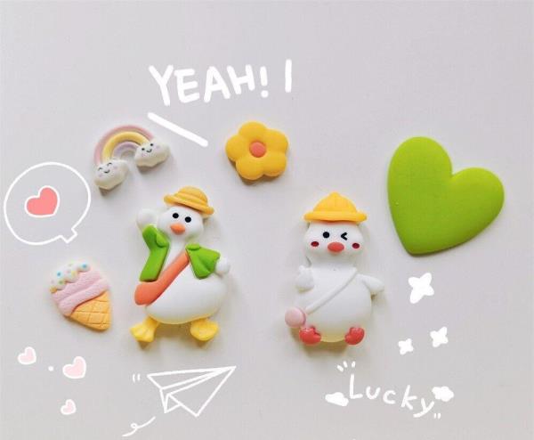 6 Cartoon Resin Ducks Fridge Magnets