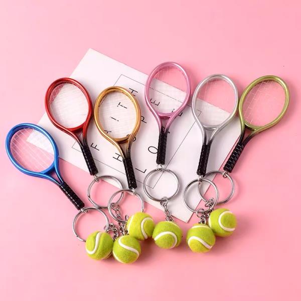 Tennis Racket Ball Keyring