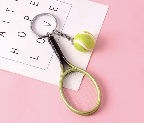 Tennis Racket Ball Keyring