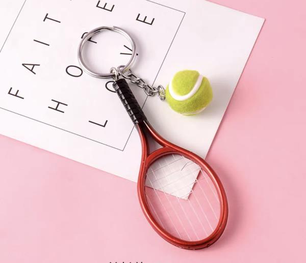 Tennis Racket Ball Keyring