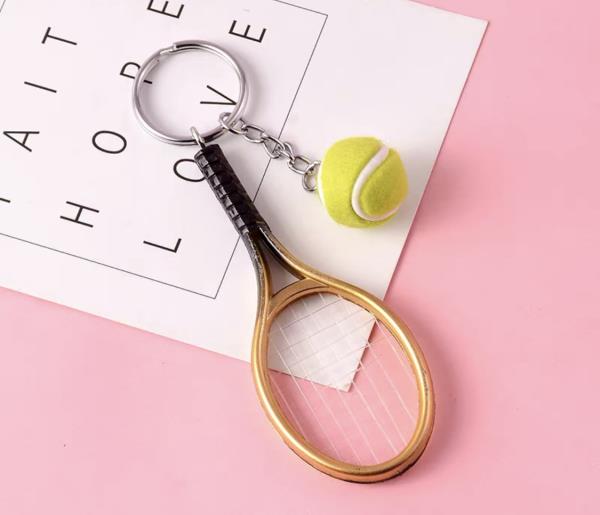 Tennis Racket Ball Keyring