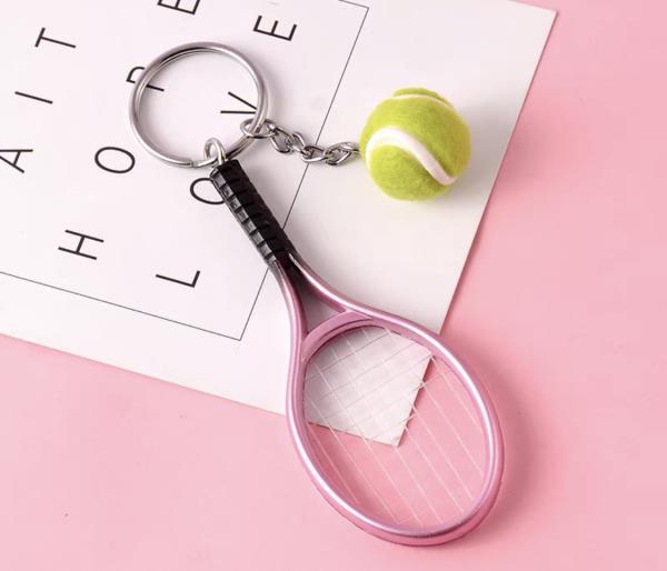 Tennis Racket Ball Keyring