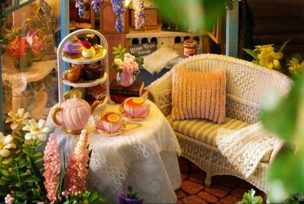 CuteBee Rose Garden Tea House DIY Miniature Dollhouse