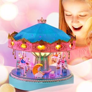 Cute Room DIY Wooden Carousel Music Box Doll House