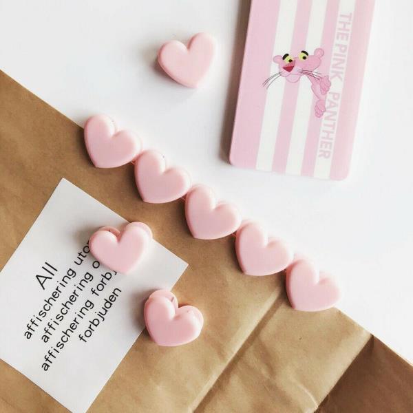 5 Cute Pink Heart Paper Clips