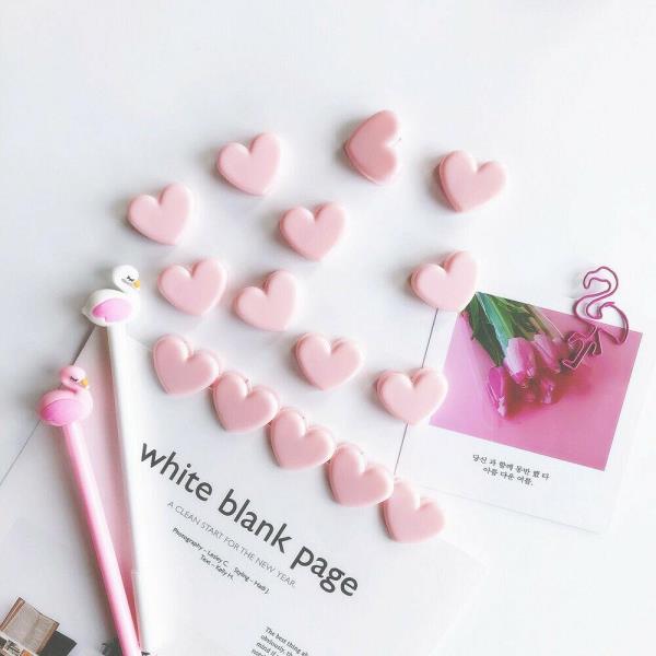 5 Cute Pink Heart Paper Clips