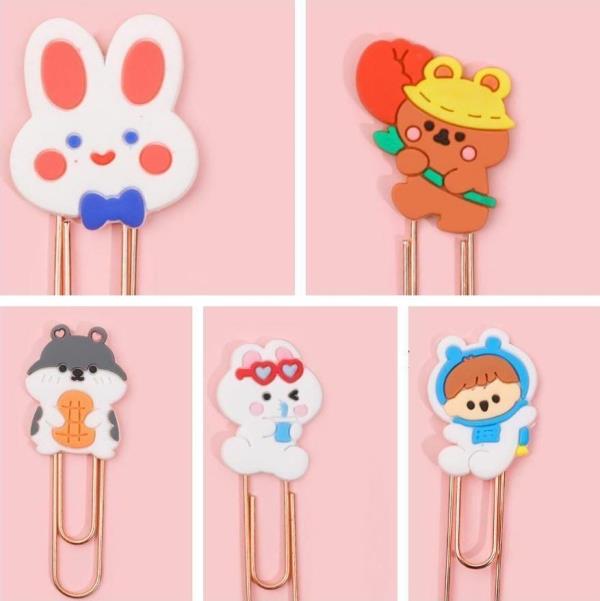 5 Pcs Cartoon Animal Paper Bookmark Clips