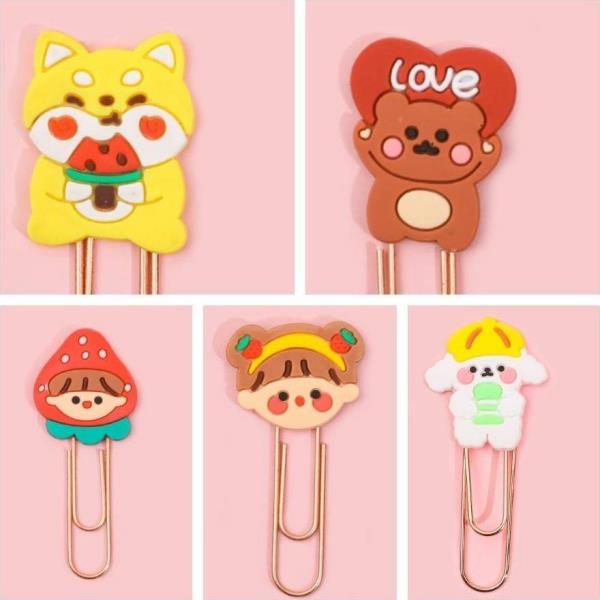 5 Pcs Cartoon Animal Paper Bookmark Clips