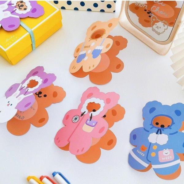 4 Pcs Cartoon Bear Greeting Gift Cards