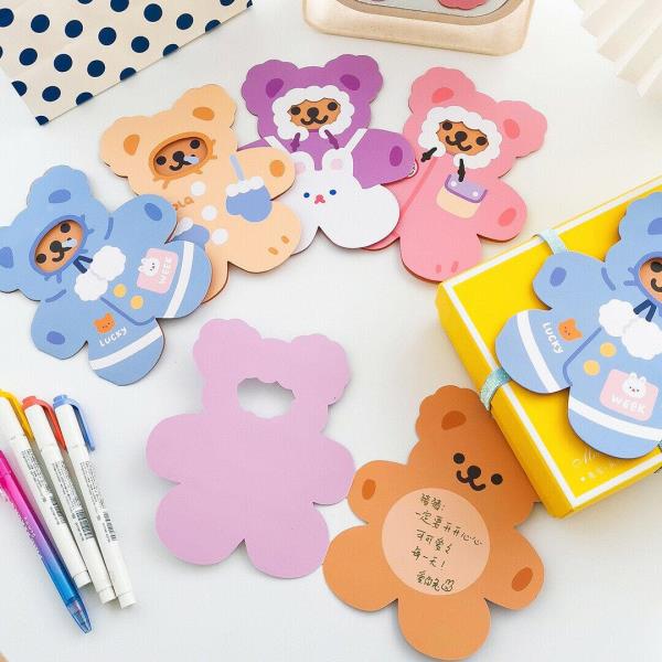 4 Pcs Cartoon Bear Greeting Gift Cards