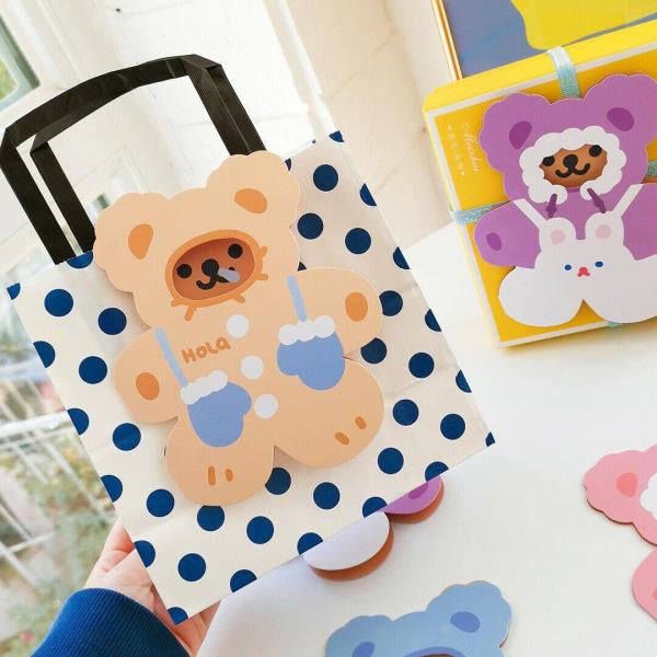 4 Pcs Cartoon Bear Greeting Gift Cards