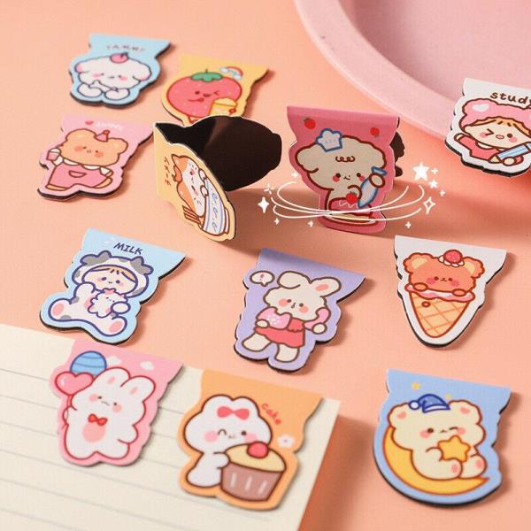 10 Pcs Cartoon Magnetic Bookmark Decoration Clips