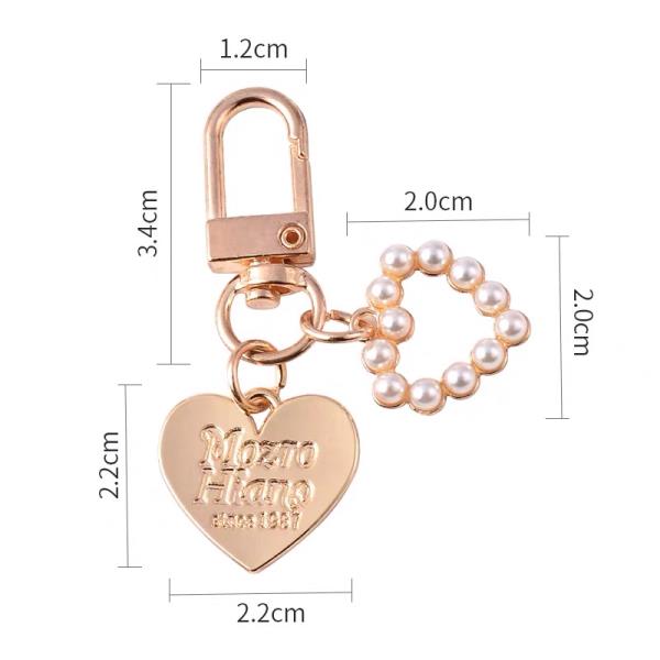 Gold Pearl Heart Shell Keyring