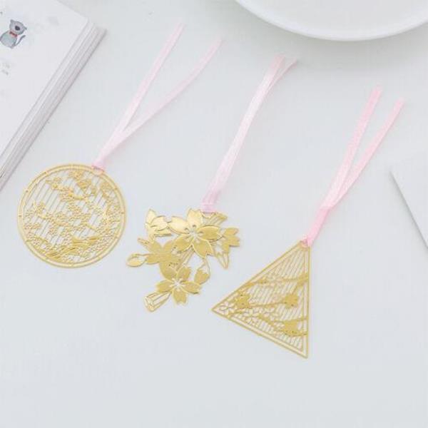 4 Pcs Hollow Golden Brass Bookmarks