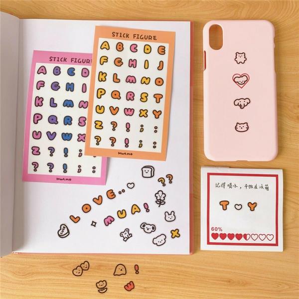 2 Sheets Cartoon Animal Alphabet Stickers