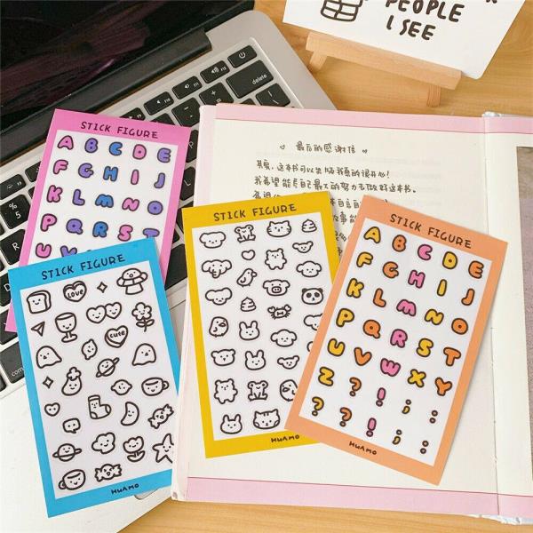 2 Sheets Cartoon Animal Alphabet Stickers