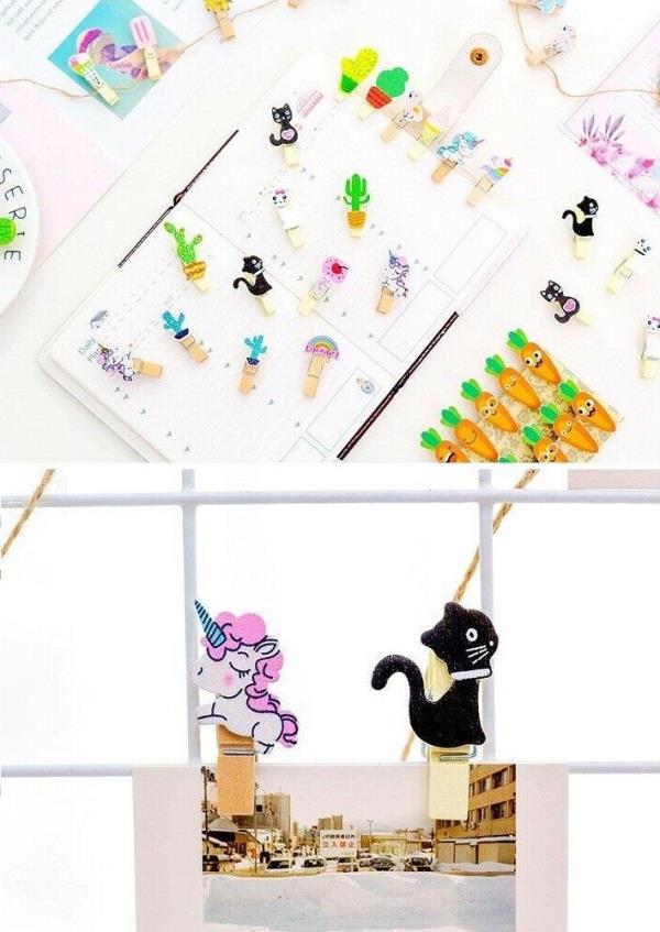 10 Cartoon Wooden Pegs