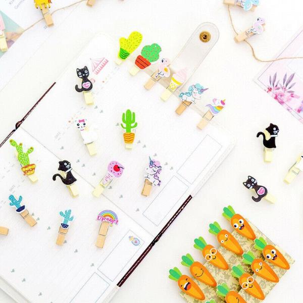 10 Cartoon Wooden Pegs