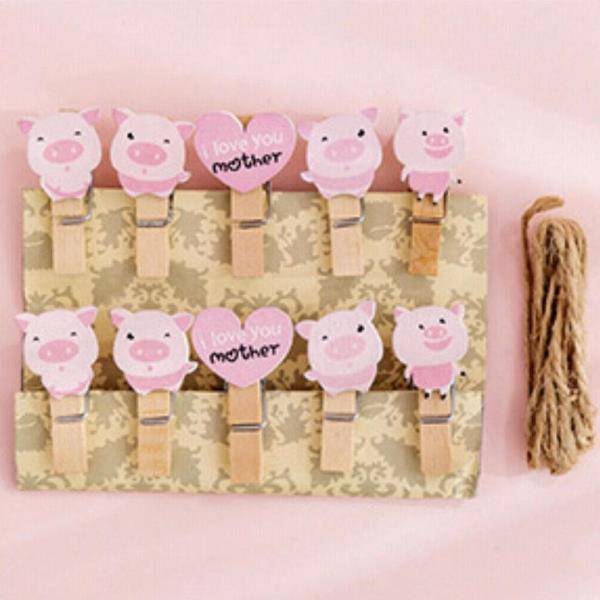 10 Cartoon Wooden Pegs