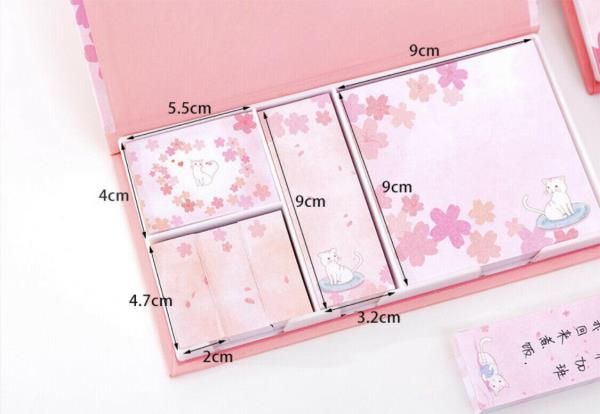 Pink Cherry Blossom Sakura Cat Sticky Notes