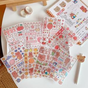 4 Sheets Cute Cartoon Animal Waterproof Stickers