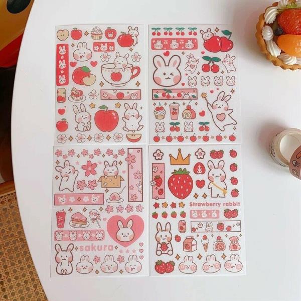 4 Sheets Cute Cartoon Animal Waterproof Stickers