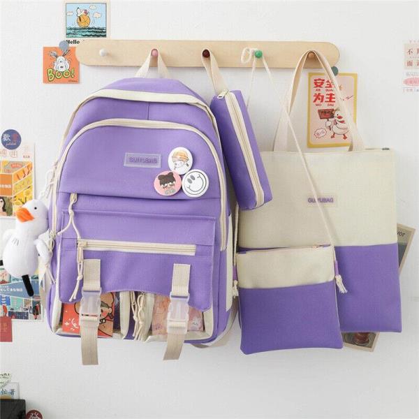 4 Pcs Durable Candy School Backpack Set