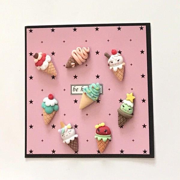 8 Cartoon Ice Cream Cone Fridge Magnets