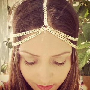 Full Crystal Wedding Bride Elastic Tassel Headband