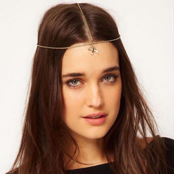 Bohemian Silver Bird Elastic Headband Hair Chain