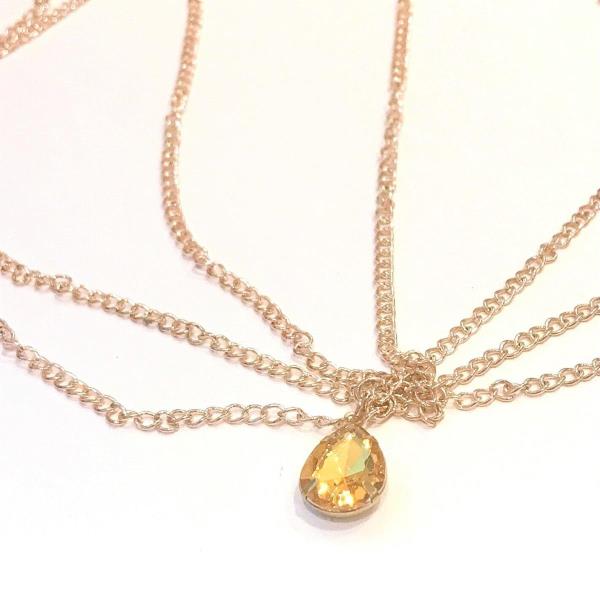 Yellow Waterdrop Pendant Multi Layer Head Chain