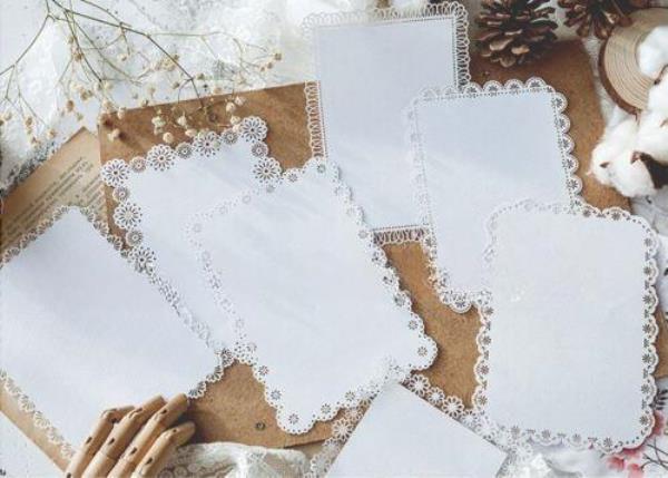 10 Pcs White Hollow Lace Scrapbook Art Decoration Paper