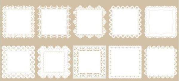 10 Pcs White Hollow Lace Scrapbook Art Decoration Paper