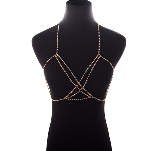  Gothic Crystal Cross Chest Bra Chain