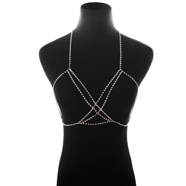  Gothic Crystal Cross Chest Bra Chain