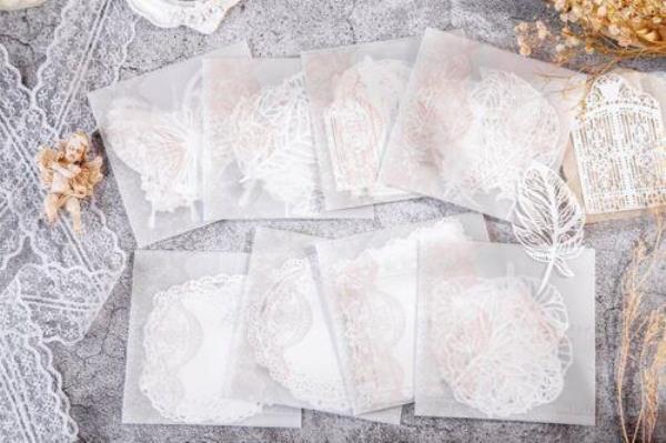 10 Pcs White Hollow Lace Art Decoration Paper