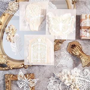 10 Pcs White Hollow Lace Scrapbook Art Decoration Paper