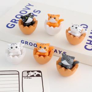 5 Cartoon Egg Cat PVC Sculpture Ornaments