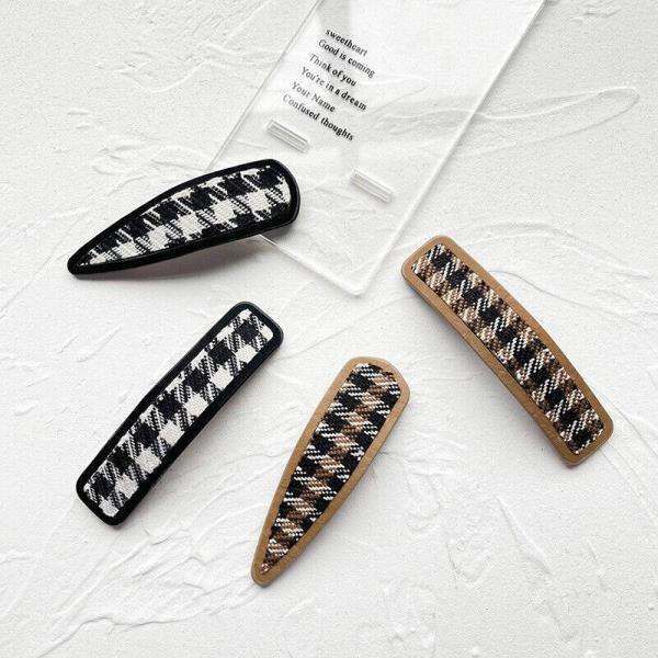 2 Retro Plaid Tweed Grid Hair Clips